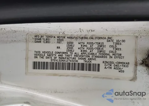 2001 Toyota Tacoma из США, поврежденный, VIN 5TEVL52NX1Z743236